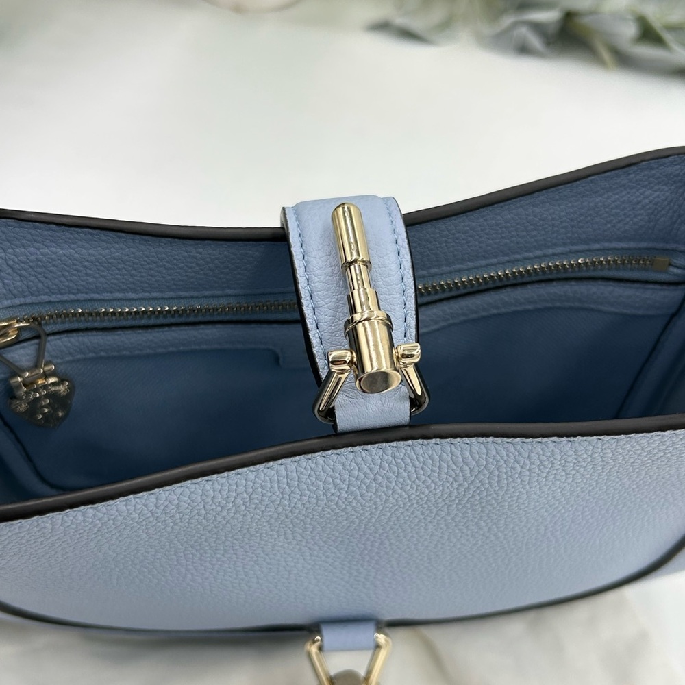 Women's Gucci, Jackie, 1961 hobo bag medium size light blue grain calf skin NWT - Picture 10 of 16